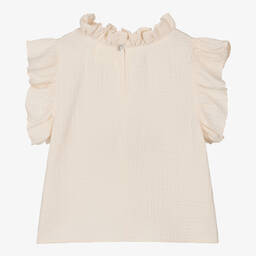 The New Society-Girls Ivory Cotton Ruffle Blouse | Childrensalon Outlet