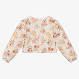 The New Society-Girls Ivory Floral Quilted Jacket | Childrensalon Outlet