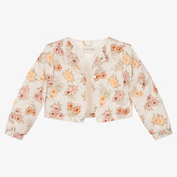 The New Society-Girls Ivory Floral Quilted Jacket | Childrensalon Outlet