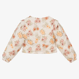 The New Society-Girls Ivory Floral Quilted Jacket | Childrensalon Outlet