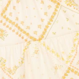 The New Society-فستان قطن عضوي وفيسكوز لون عاجي بطبعة ورود | Childrensalon Outlet