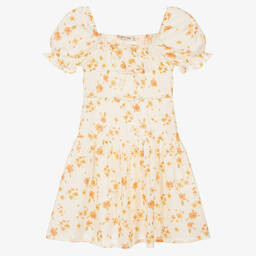 The New Society-Girls Ivory & Pink Floral Dress | Childrensalon Outlet