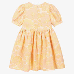 The New Society-Оранжевое жаккардовое платье с цветочным узором | Childrensalon Outlet