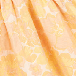 The New Society-Оранжевое жаккардовое платье с цветочным узором | Childrensalon Outlet