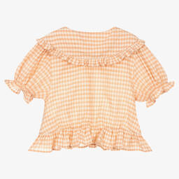 The New Society-Розовая хлопковая блузка в клетку | Childrensalon Outlet
