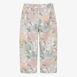 The New Society-Girls Pink & Green Cotton Floral Trousers | Childrensalon Outlet