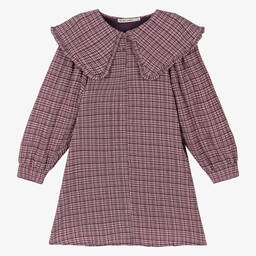 The New Society-Girls Pink & Purple Check Seersucker Dress | Childrensalon Outlet