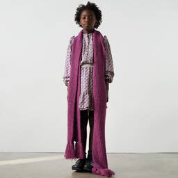 The New Society-Girls Purple Chunky Knit Scarf (230cm) | Childrensalon Outlet