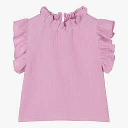 The New Society - Girls Purple Cotton Ruffle Blouse
