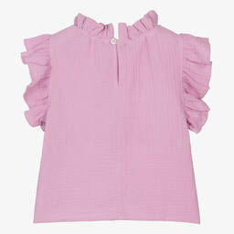 The New Society-Girls Purple Cotton Ruffle Blouse | Childrensalon Outlet