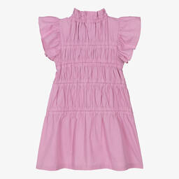 The New Society-Girls Purple Seersucker Ruched Dress | Childrensalon Outlet