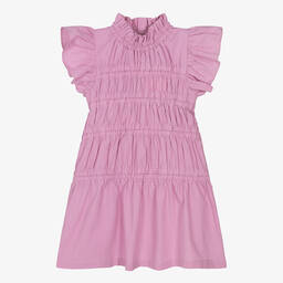 The New Society-Girls Purple Seersucker Ruched Dress | Childrensalon Outlet