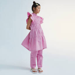 The New Society-Girls Purple Seersucker Ruched Dress | Childrensalon Outlet