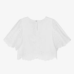 The New Society-Girls White Cotton Broderie Anglaise Blouse | Childrensalon Outlet
