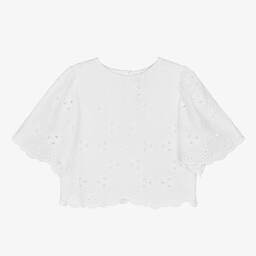 The New Society-Girls White Cotton Broderie Anglaise Blouse | Childrensalon Outlet