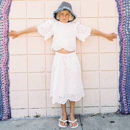 The New Society-Girls White Cotton Broderie Anglaise Blouse | Childrensalon Outlet