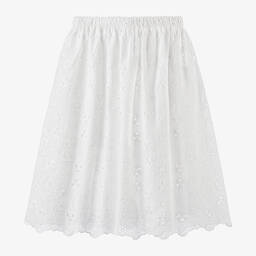 The New Society-Girls White Cotton Broderie Anglaise Skirt | Childrensalon Outlet