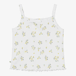 The New Society-Girls White Cotton Jersey Floral T-Shirt | Childrensalon Outlet