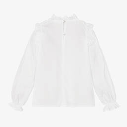 The New Society-Girls White Cotton Pintuck Bib Blouse | Childrensalon Outlet