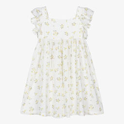 The New Society-Girls White Floral Cotton Dress | Childrensalon Outlet