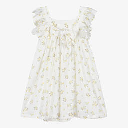 The New Society-Girls White Floral Cotton Dress | Childrensalon Outlet