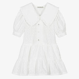The New Society-Girls White Floral Embroidered Dress | Childrensalon Outlet