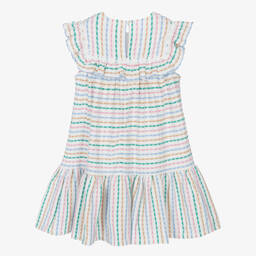 The New Society-فستان قطن مقلم لون أبيض وأزرق | Childrensalon Outlet