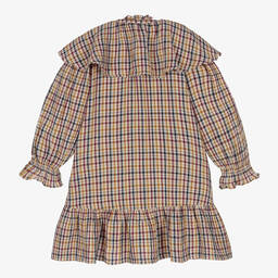 The New Society-Бежевое платье в клетку для девочек-подростков | Childrensalon Outlet
