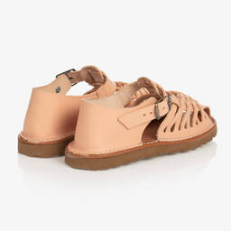 The New Society-Teen Girls Pink Leather Woven Sandals  | Childrensalon Outlet