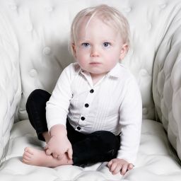 The Tiny Universe-Baby Boys Ivory Tuxedo Bodysuit | Childrensalon Outlet