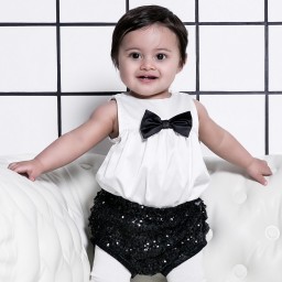 The Tiny Universe-Baby Girls White Satin Bodysuit  | Childrensalon Outlet