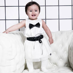 The Tiny Universe-Baby Girls White Satin Bodysuit  | Childrensalon Outlet
