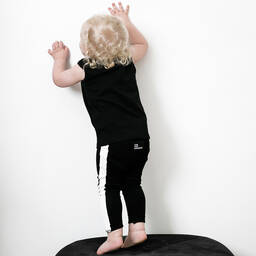 The Tiny Universe-Black Cotton & Ivory Stripe Leggings | Childrensalon Outlet