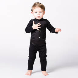 The Tiny Universe-أوفرول بادي قطن جيرسي عضوي لون أسود للمواليد | Childrensalon Outlet