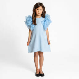 The Tiny Universe-Blue Organic Cotton Dress | Childrensalon Outlet