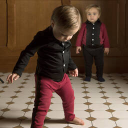 The Tiny Universe-Boys Burgundy Cotton Trousers | Childrensalon Outlet
