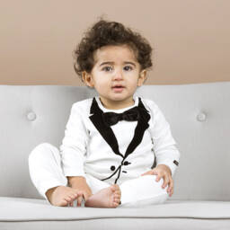 The Tiny Universe-بدلة أنيقة بيضاء للأولاد | Childrensalon Outlet