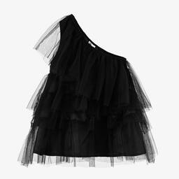 The Tiny Universe-Girls Black Asymmetric Tulle Dress | Childrensalon Outlet
