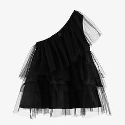 The Tiny Universe-Girls Black Asymmetric Tulle Dress | Childrensalon Outlet