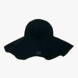 The Tiny Universe-Girls Black Cotton Adjustable Sun Hat | Childrensalon Outlet