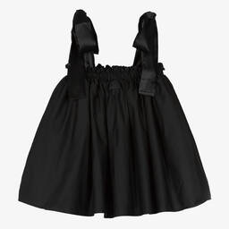 The Tiny Universe-Girls Black Cotton Bow Strap Dress | Childrensalon Outlet