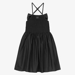 The Tiny Universe-Girls Black Cotton Poplin Bow Dress | Childrensalon Outlet