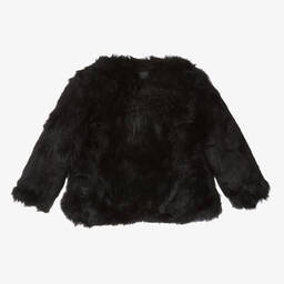 The Tiny Universe-جاكيت فرو صناعي لون أسود للبنات | Childrensalon Outlet