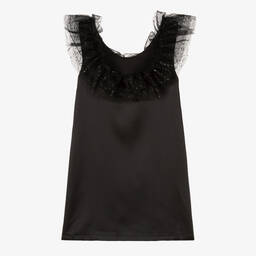 The Tiny Universe-Girls Black Ruffle Collar Dress | Childrensalon Outlet