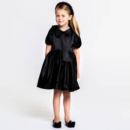 The Tiny Universe-Girls Black Satin Dress | Childrensalon Outlet