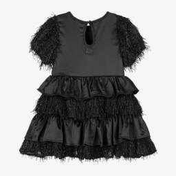 The Tiny Universe-Girls Black Satin Layered Dress | Childrensalon Outlet
