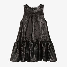 The Tiny Universe-Girls Black Sequin Bow Dress | Childrensalon Outlet