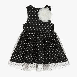 The Tiny Universe-Girls Black Tulle Polka Dot Dress | Childrensalon Outlet