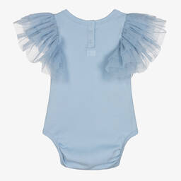 The Tiny Universe-Girls Blue Organic Cotton Bodysuit | Childrensalon Outlet