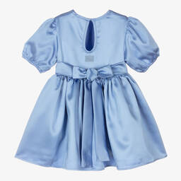 The Tiny Universe-Girls Blue Satin Sash Dress | Childrensalon Outlet